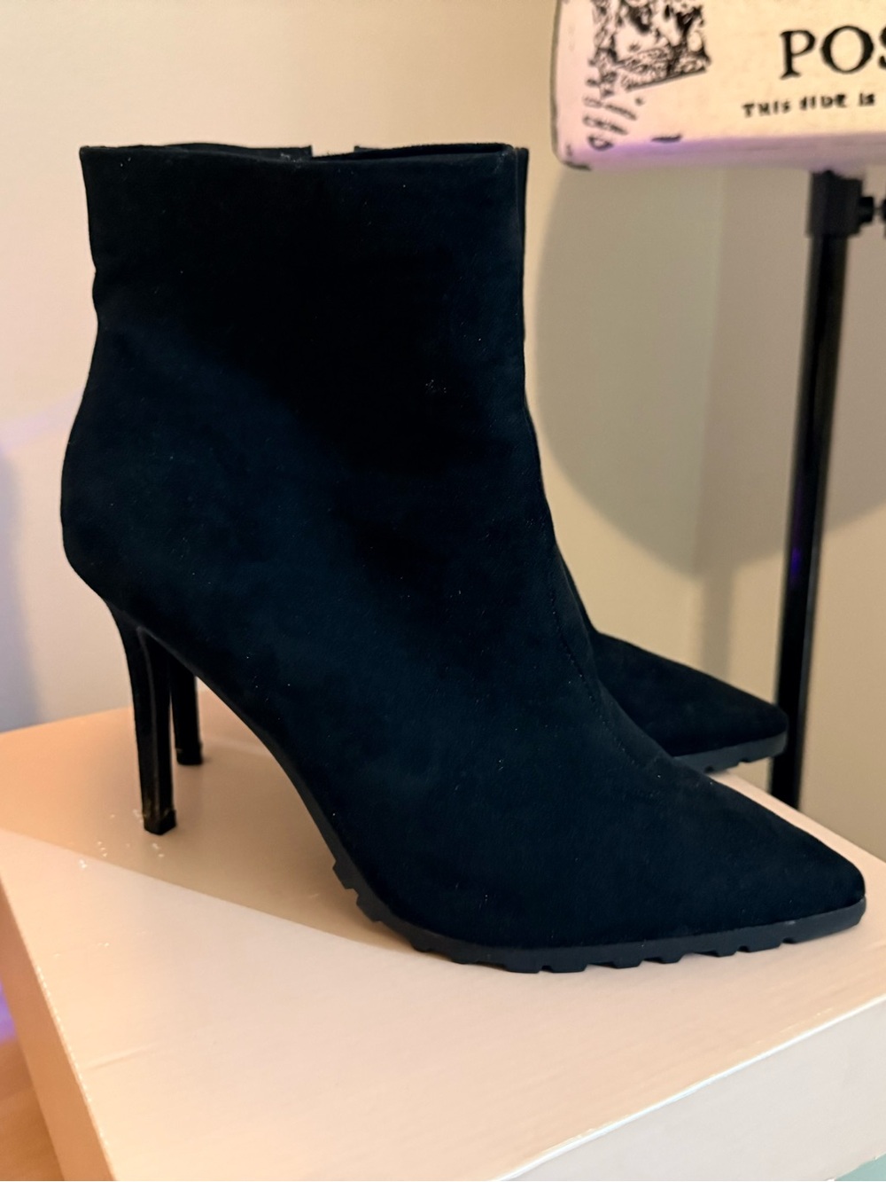 Thalia Sodi Rhodes Faux Suede Pointed Toe Ankle Boots